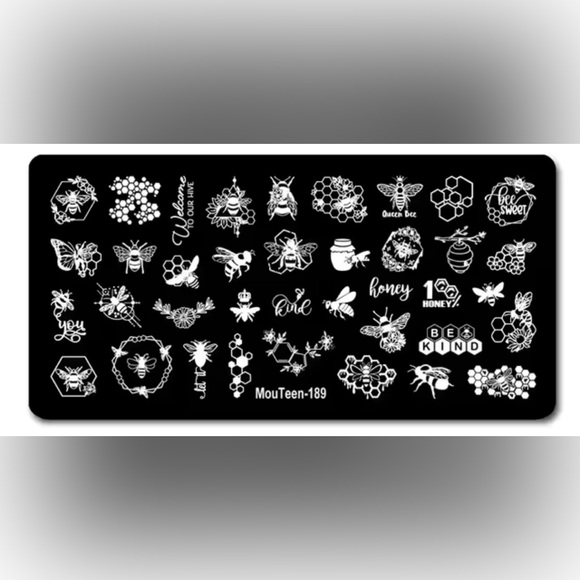 $5 BEE NAIL STAMPING PLATE. STAINLESS STEEL WITH PLASTIC BASE. NEW. $5 IF BUND - Picture 2 of 16